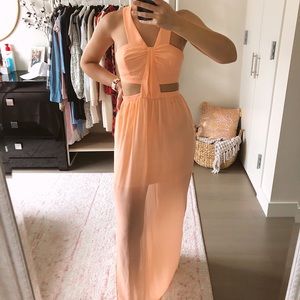 Peach Chiffon Maxi Summer Wedding Guest Dress